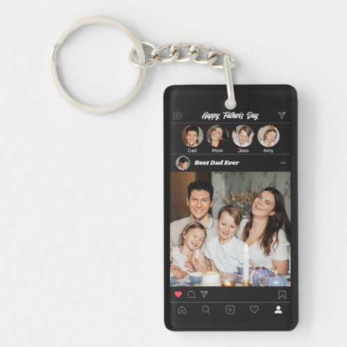Cool Fathers Day Instagram Photo Social Media Dad Keychain