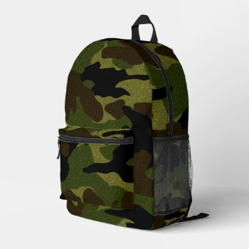 Cool Faux Cloth Green Camo Military     Printed Backpack by sunnymars at Zazzle