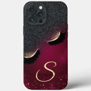 Cool Faux Lashes Black Glitter Red iPhone 13 Pro Max Case