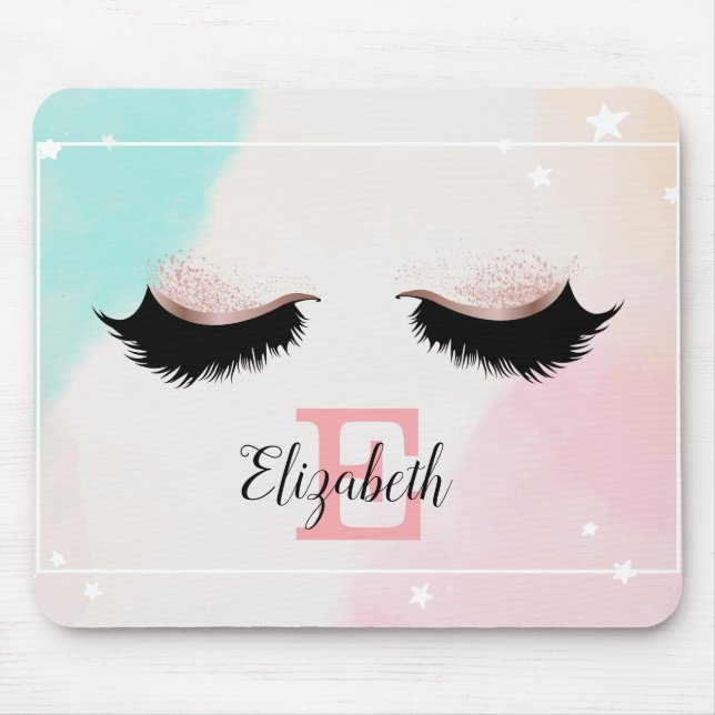 Cool Faux Lashes, Monogram-Personalized Mouse Pad (Front)