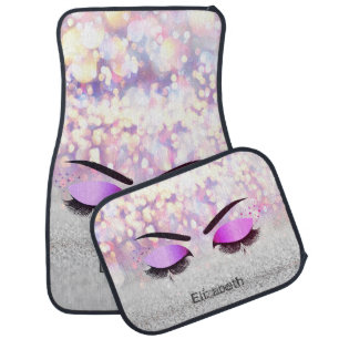 Cool Faux Lashes,Rainbow Bokeh Car Floor Mat