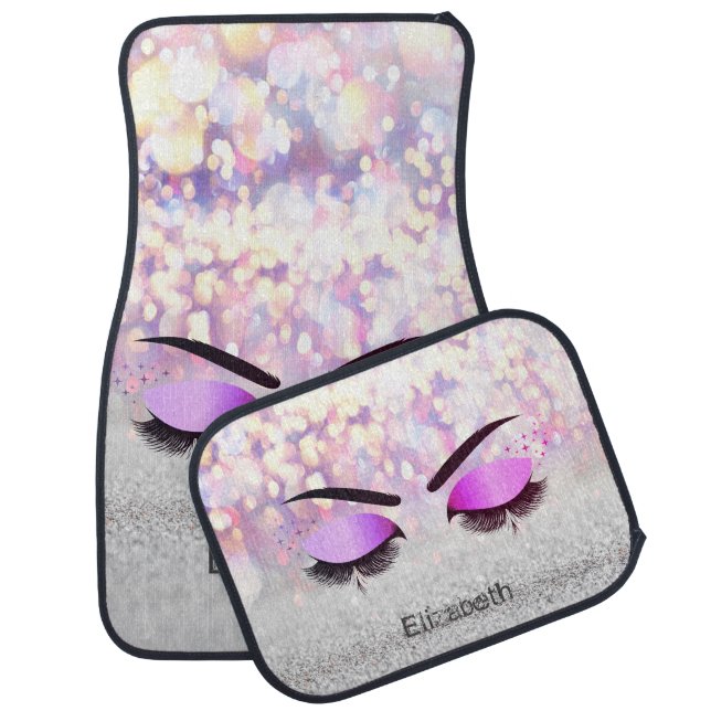 Cool Faux Lashes,Rainbow Bokeh Car Floor Mat (Set)