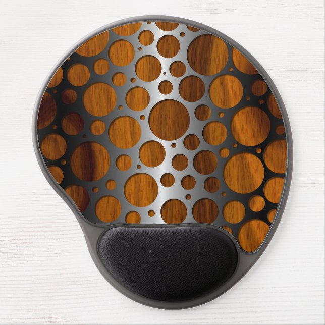 Cool Faux Metal Modern Trendy Wood Grain Pattern Gel Mouse Pad (Front)