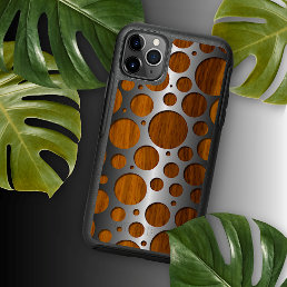 Cool Faux Metal Modern Trendy Wood Grain Pattern iPhone 15 Plus Case