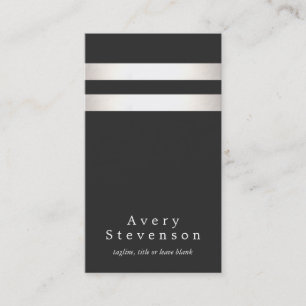 Cool Faux Silver Foil and Black Striped Modern Business Card