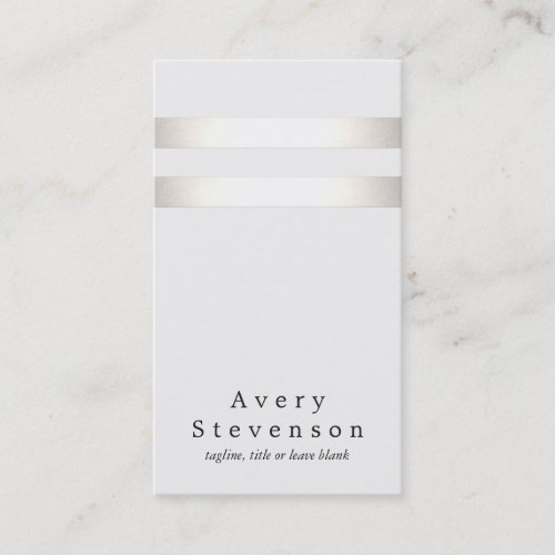 Cool Faux Silver Foil and White Striped Modern 2 Business Card