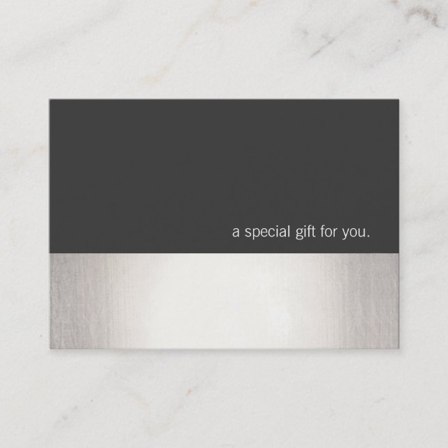 Cool Faux Silver Stripe Modern Gift Certificate (Front)