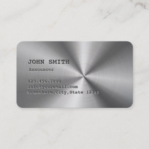 Cool Faux Stainless Steel Announcer Business Card