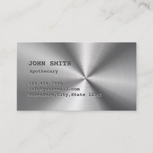 Cool Faux Stainless Steel Apothecary Business Card