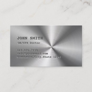 Cool Faux Stainless Steel Ob/gyn Business Card by cardfactory at Zazzle