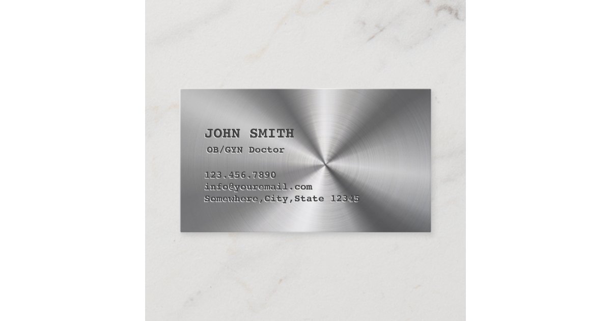 Cool Faux Stainless Steel OB/GYN Business Card | Zazzle