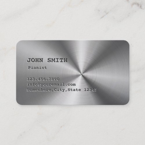 Cool Faux Stainless Steel Pianist Business Card