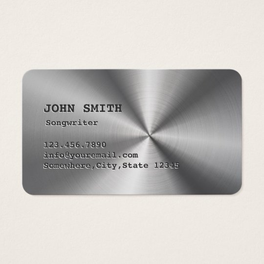 Cool Faux Stainless Steel Songwriter Business Card