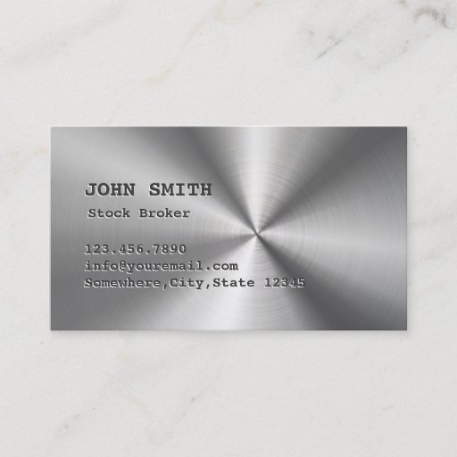 Customizable Cool Faux Steel Stock Broker Business Card