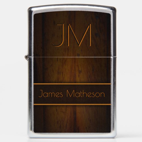 Cool Faux Wooden Baltic Pine Wood Print Monogram Zippo Lighter