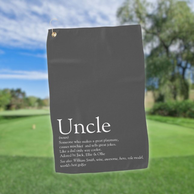 Cool Favorite Uncle Funcle Fun Modern Gray Golf Towel (Cool Favorite Uncle Funcle Fun Modern Gray Golf Towel)