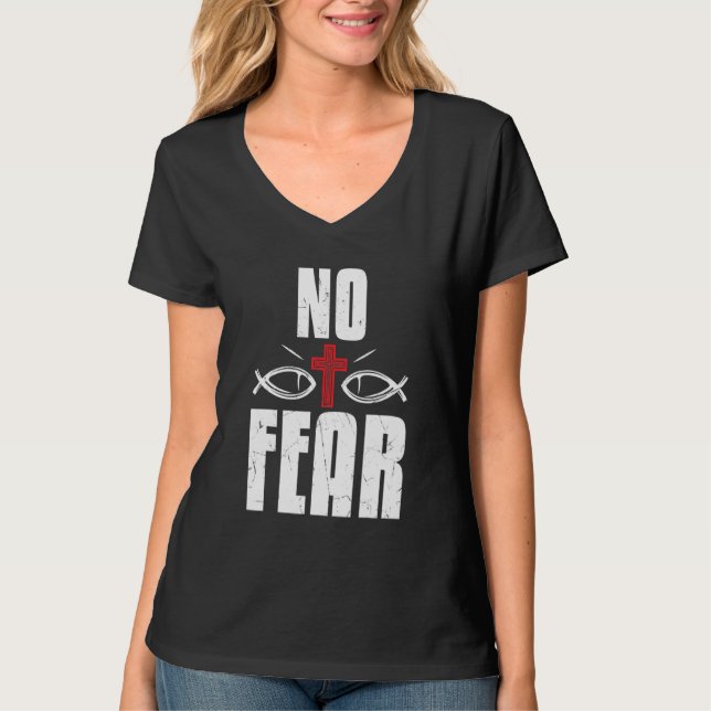 Cool Fear No Red Cross Religion Faith Red Cross Ac T-Shirt (Front)