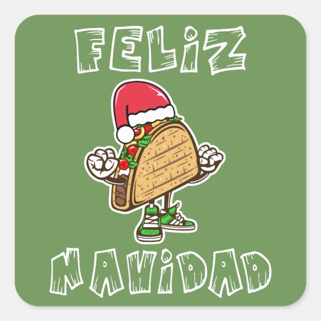 Cool Feliz Navidad Santa Taco Sticker (Front)
