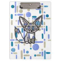 Cool Fennec Fox with Sunglasses Blue Geometric Cli