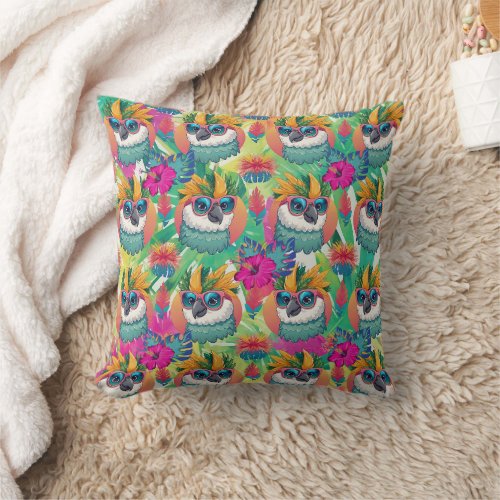 Cool Festive Cockatoo Feather Print Throw Pillow