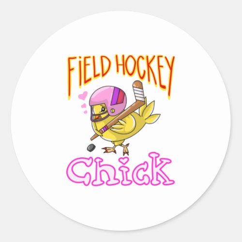 Cool Field Hockey Chick  Funny Chicken Sport Classic Round Sticker