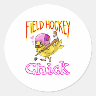 Cool Field Hockey Chick Funny Chicken Sport Classic Round Sticker