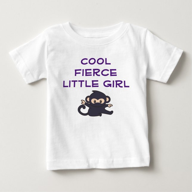 Cool Fierce Girl Funny Cute Cartoon Ninja Monkey Baby T-Shirt (Front)
