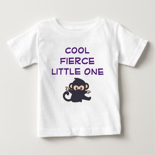 Cool Fierce One Funny Cute Cartoon Ninja Monkey Baby T_Shirt