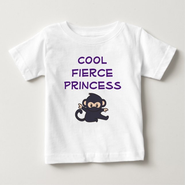 Cool Fierce Princess Funny Cute Ninja Monkey Baby T-Shirt (Front)