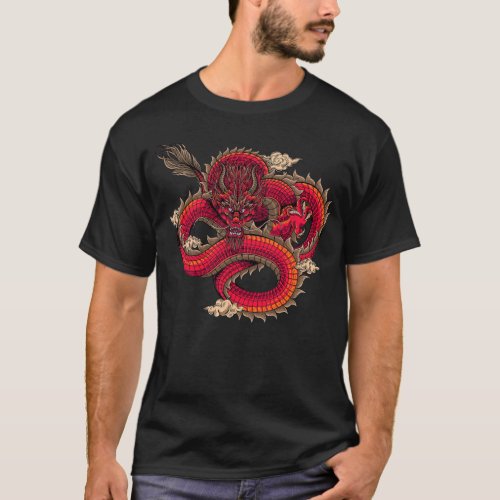 Cool Fierce Red Dragon Art  T_Shirt