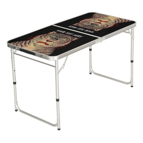 Cool Fierce Striped Asian Tiger Red Accents Beer Pong Table