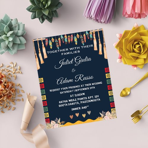 Cool fiesta rustic modern elegant mexican wedding invitation