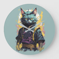 Cool Fire Splash Gray Ninja Cat Warrior