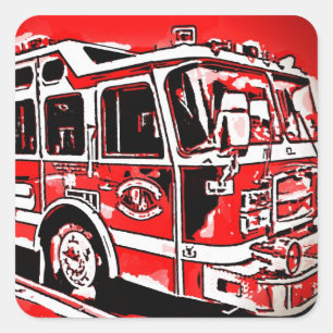 Cool Fire Truck Birthday Party Stickers
