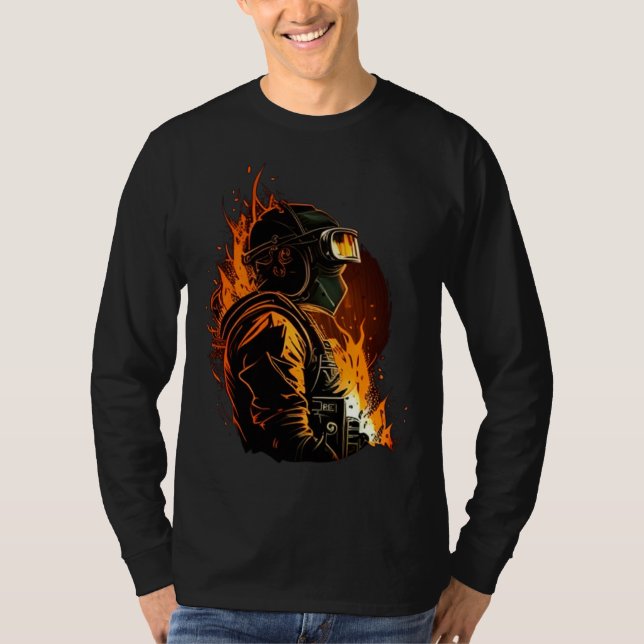 Cool Fire Welder Worker T-Shirt (Front)
