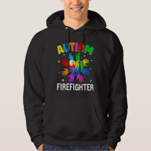 Cool Firefighter Autism Awareness Heart Puzzle Rai Hoodie