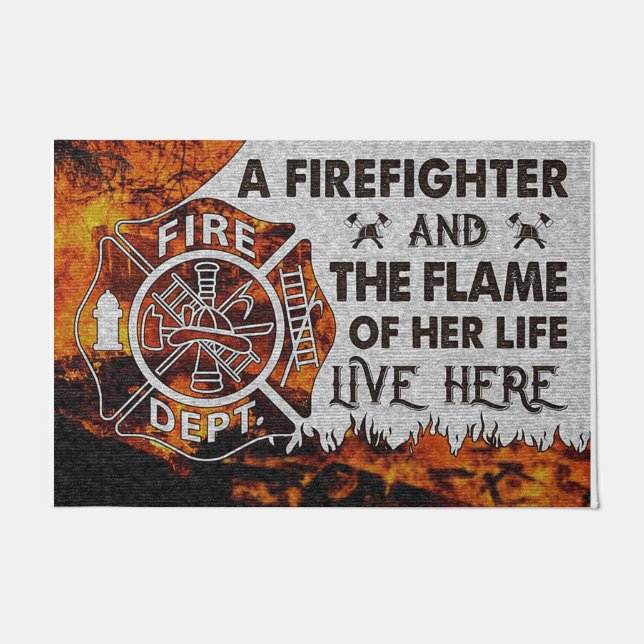 Cool Firefighter Doormat, Funny Quotes Mat (Front)