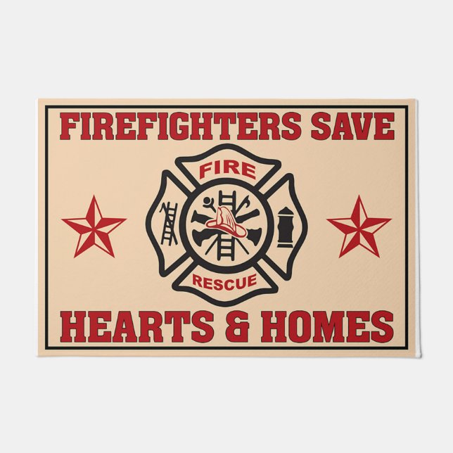 Cool Firefighters Present, Fireman Doormat (Front)
