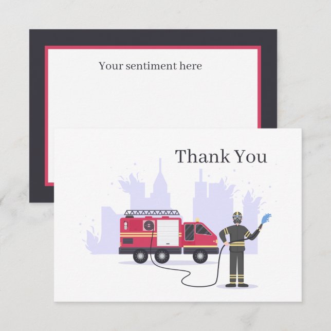 cool fireman add sentiment  thank you card (Front/Back)