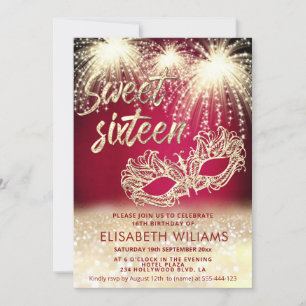 Cool firework Masquerade charming  glittery ombre  Invitation