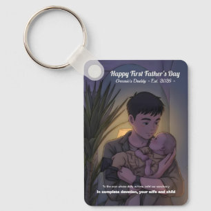Cool First Father’s Day Anime Style Night Keychain