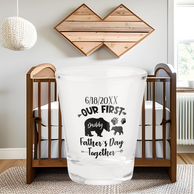 cool first Father's Day black bears add date Shot Glass (Creator Uploaded)