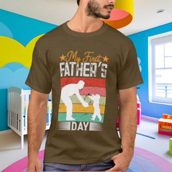 Cool First Father's Day Word Art T-shirt by DoodlesHolidayGifts at Zazzle