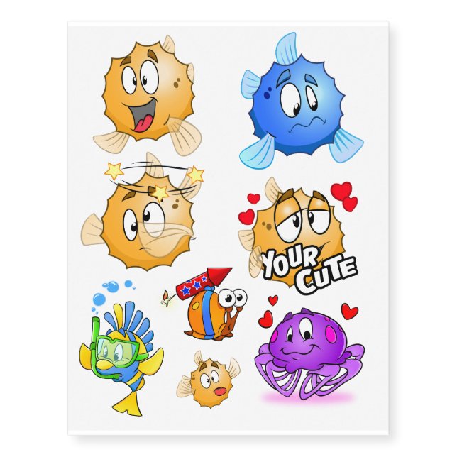 Cool fish cartoon tattoos (Front)