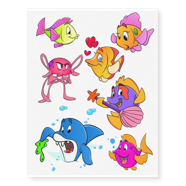 Cool fish cartoon tattoos (Front)