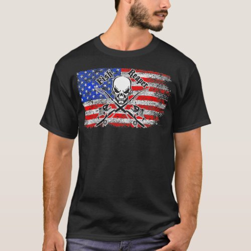 Cool Fish Fear Me Skull American Flag Pride Americ T_Shirt