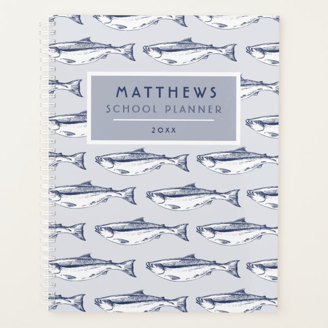 Cool Fish Pattern Personalized School Planner (Front)