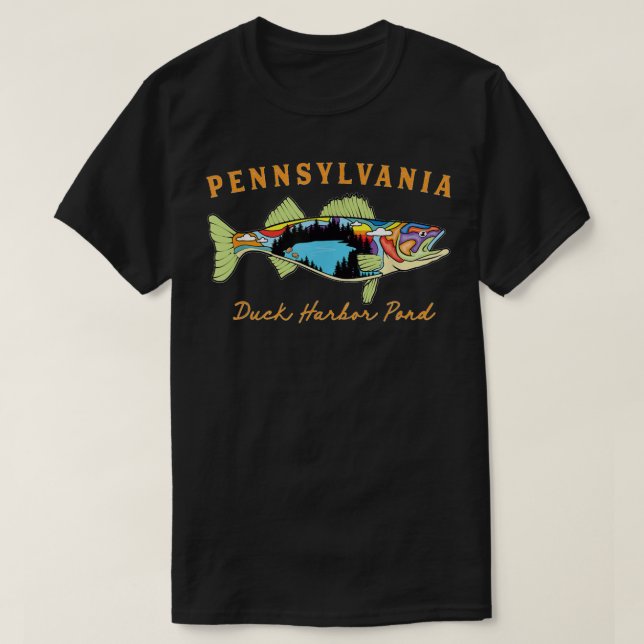 Cool Fisherman Pennsylvania Duck Harbor Pond Walle T-Shirt (Design Front)
