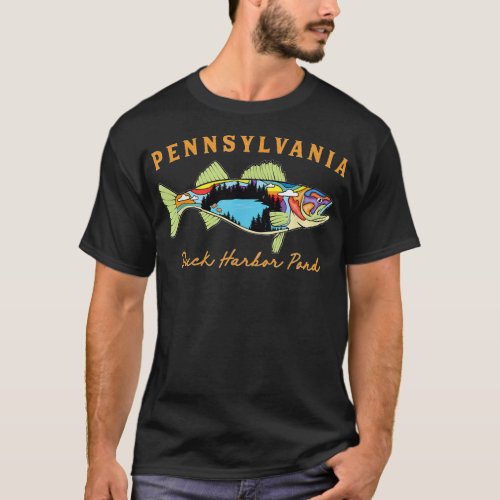 Cool Fisherman Pennsylvania Duck Harbor Pond Walle T_Shirt