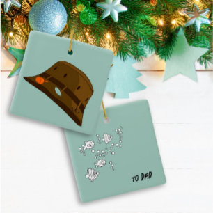 Cool fishing hat and Fish on the back Ornament